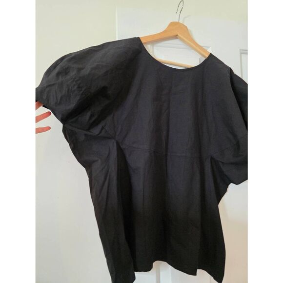 JARBO CERCHI SHORT SLEEVE BLOUSE IN ITALIAN COTTON L/XL BLACK $298 - Picture 10 of 12